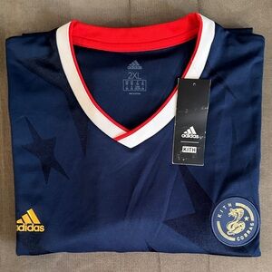 Mens Adidas Navy Jersey with Red and Gold Details 2XL